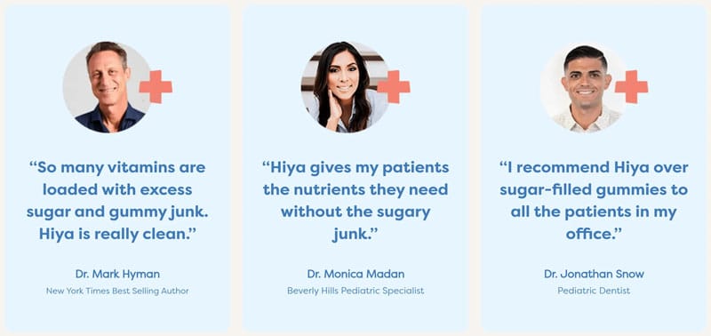 three doctors testimonials about hiya being better than store vitamins