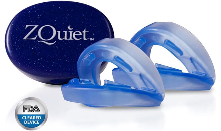showing the zquiet mouth pieces and case that is medicine for sleep