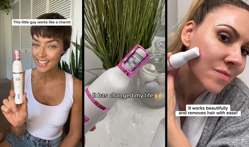 Screenshots of people using Pluxy facial hair removal device