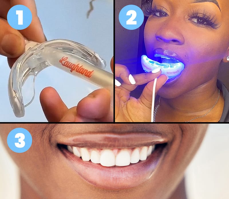 Three steps of using Laughland teeth whitening