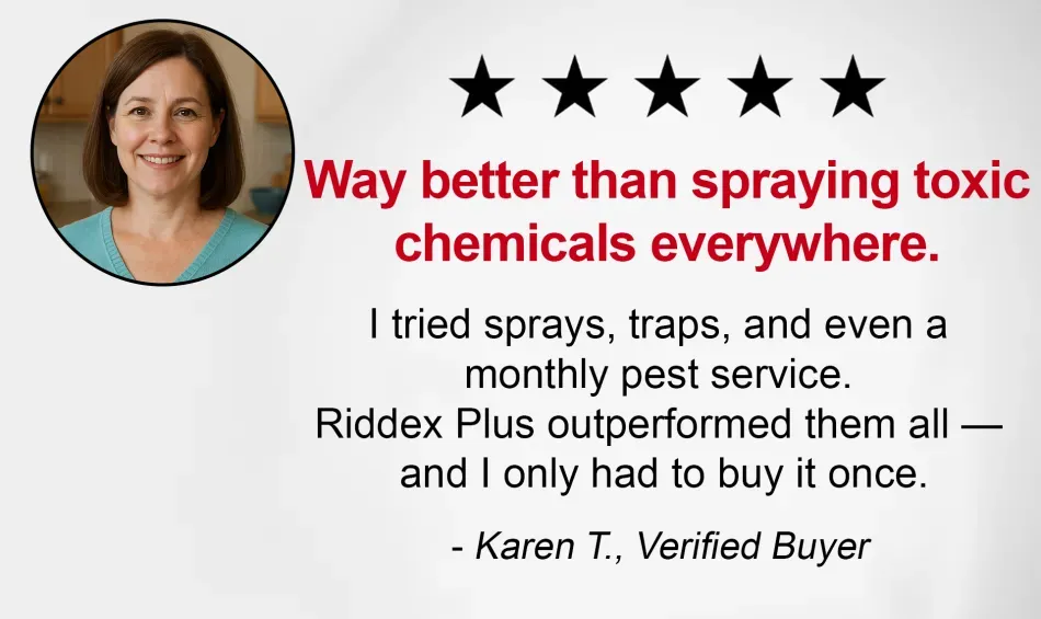a testimonial about how riddex is better than sprays and chemicals from a exterminator for pests
