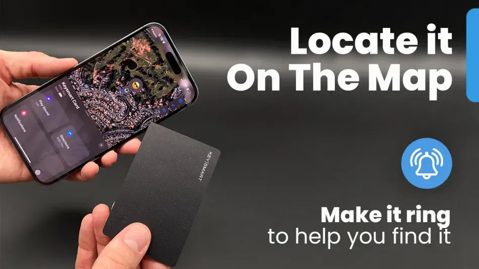 image showing how the rechargeable wallet tracker can ring so you can find it
