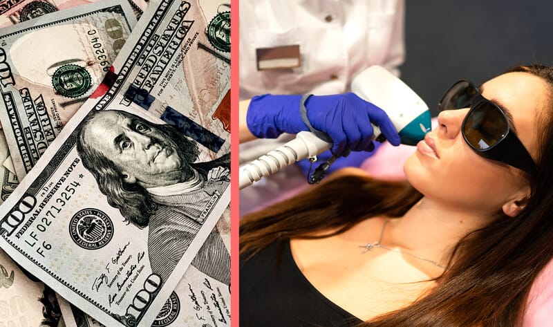 Woman spending money on laser hair removal