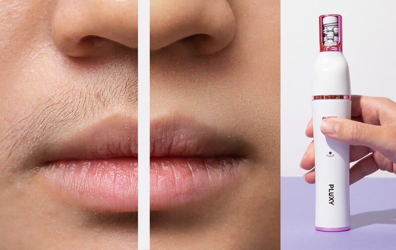 Before and after using Pluxy for hair removal, laser waxing